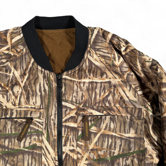 Vintage Herters Jacket Adult MEDIUM Brown Camouflage Hunting Reversible 90s - Picture 2 of 11